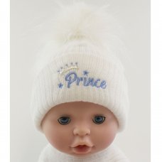 BW-0503-0608: Baby Boys Prince  Pom-Pom Hat (One Size)